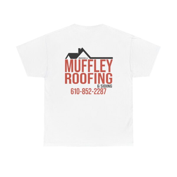 Muffley Roofing - White with Red - Unisex Heavy Cotton Tee - Image 2