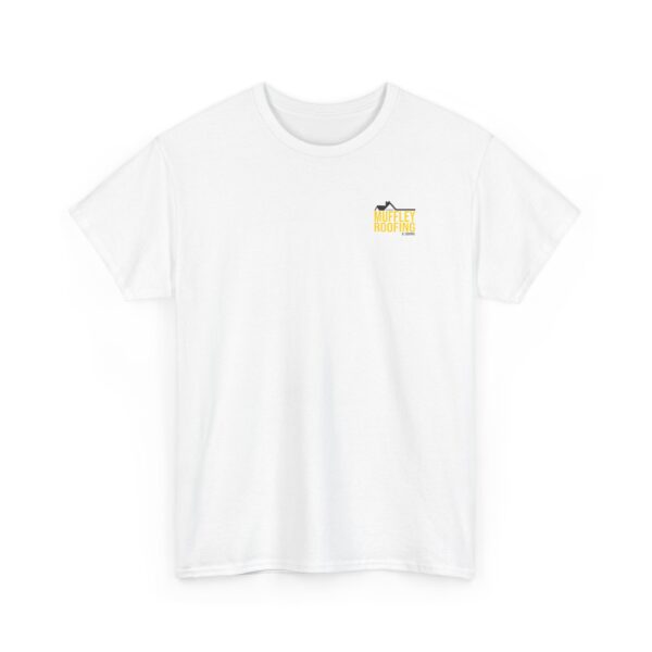 Muffley Roofing -  Unisex Heavy Cotton Tee - Red with Yellow - Image 7