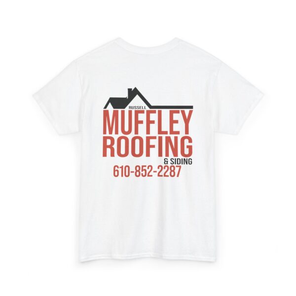 Muffley Roofing - White with Red - Unisex Heavy Cotton Tee - Image 4