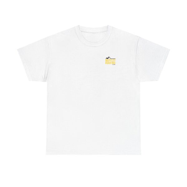 Muffley Roofing -  Unisex Heavy Cotton Tee - Red with Yellow - Image 5