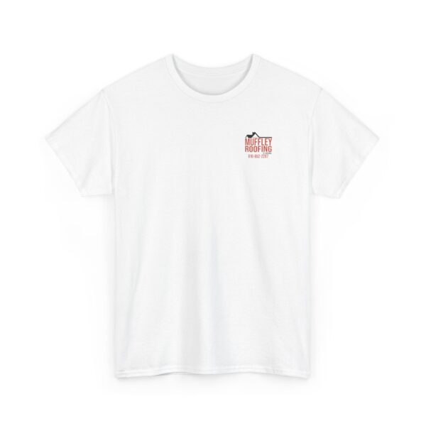 Muffley Roofing - White with Red - Unisex Heavy Cotton Tee - Image 3